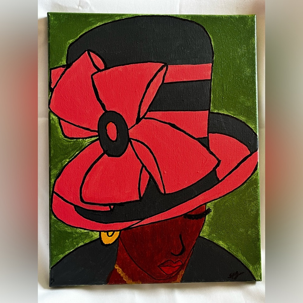 “Mamas Favorite Church Hat”, Hand Painted Wall Art.